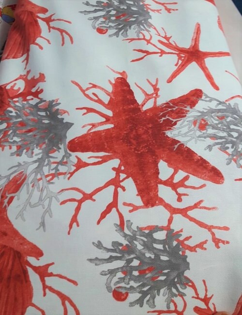 Panama fantasia cotone 100% disegno coralli rosso