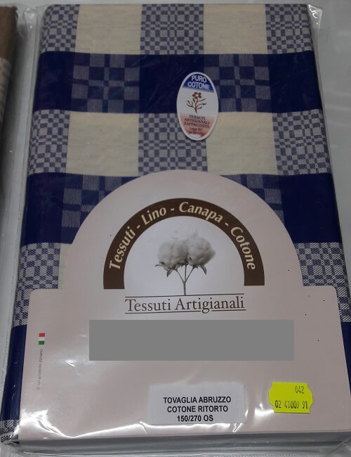 tovaglia abruzzese confezionata blu