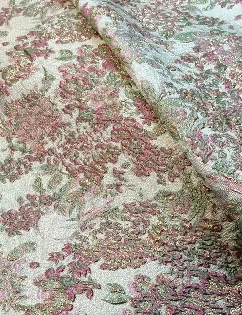 broccato con lurex rosa verde